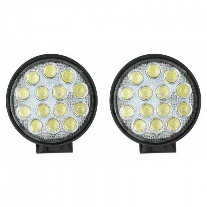 Set de doua proiectoare LED auto offroad 42W 12V-24V 3080 lumeni rotund