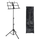 Stativ partitura, pliabil, cleme prindere, husa transport, 50 x 30 x 150 cm, otel, negru