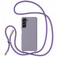 Lemontti Husa Silicon cu Snur Samsung Galaxy S21 FE Mov (protectie 360°, material fin, captusit cu microfibra)