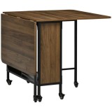 Cumpara ieftin Masa pentru sufragerie/bucatarie, pe roti, extensibila, lemn si metal, maro deschis, 30-130x80x74 cm, ART