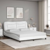 Cumpara ieftin Cadru de pat cu tăblie, alb, 160x200 cm, piele ecologică
