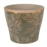 Ghiveci flori ceramica verde maro &Oslash; 10x9 cm