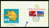 ROMANIA 1974-Lp 848a-Centenarul UPU-colita dantelta nenumerotata, Stampilat