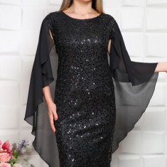 Rochie cu paiete si voal Encanta Negru - 48Marimea