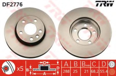 Disc frana SEAT ALHAMBRA (7V8, 7V9) (1996 - 2010) TRW DF2776 foto