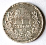 UNGARIA 1 COROANA 1892 CORONA KORONA ARGINT VF+++ PIESA RARA