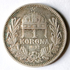 UNGARIA 1 COROANA 1892 CORONA KORONA ARGINT VF+++ PIESA RARA