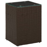 vidaXL Masă laterală cu blat de sticlă, maro, 35x35x52 cm, poliratan 316377