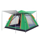 Cort camping 4 persoane, 2 usi, 200x200x150 cm, verde deschis