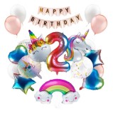 Set 21 piese pentru petrecere aniversara cu cifra 2 Balloono, folie, latex, multicolor