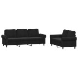 Cumpara ieftin Set de canapele cu perne, 2 piese, negru, catifea