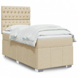 VidaXL Pat box spring cu saltea, crem, 80x200 cm, textil 3293807