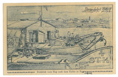 4730 - Ferry on the Danube near Giurgiu and Russe - old postcard - unused - 1917 foto