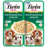 Churu Dog Twin Pui cu Legume in Aspic, 80g (2x40g) - Hrana Complementara Caini, Fara Cereale, Vitamina E