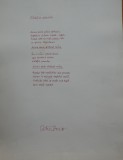 Manuscris de expozitie scris olograf de poetul Petre Stoica, poezia Maretia secundei
