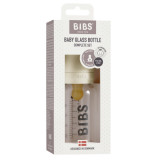 Set complet biberon din sticla anticolici Bibs 110 ml Ivory