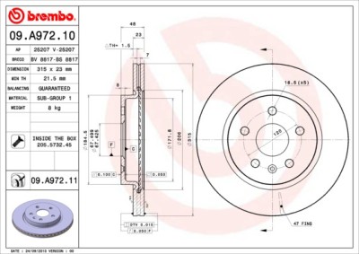 BREMBO 09.A972.11 PRIME LINE - UV Coated Disc frana foto