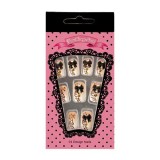 Cumpara ieftin Tipsuri 3D nail art cu un imprimeu de leopard, portocaliu cu negru, 24 buc