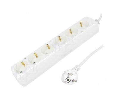 Prelungitor Schuko 6 Prize Alb 3x1,5mm2 16A foto