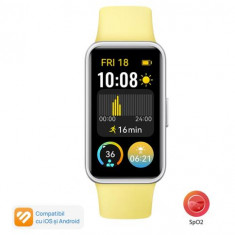 Bratara fitness Huawei Band 9, curea fluoroelastomer, ecran AMOLED, Bluetooth, Android&iOS (Galben)