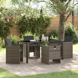 vidaXL Set de masă pentru grădină cu pernă 5 pcs Gri Rattan poli