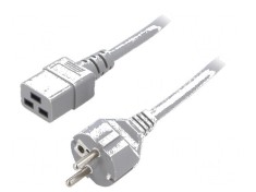 Cablu de alimentare 3x1,5mm2 CEE 7/7 (E/F) mufă,IEC C19 mamă PVC 5m gri