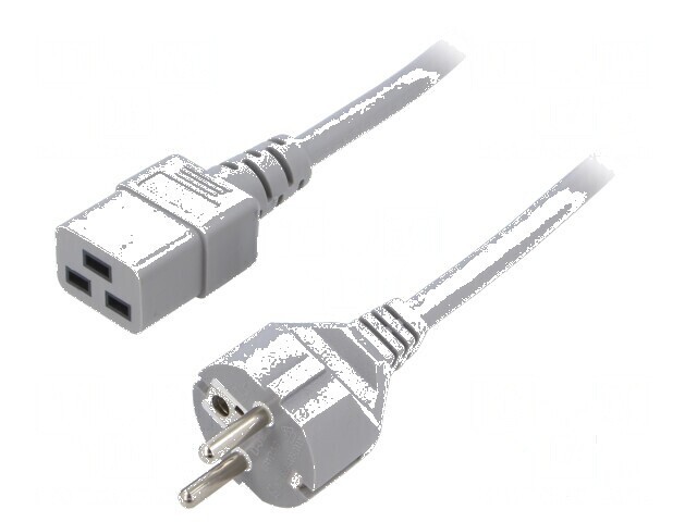 Cablu de alimentare 3x1,5mm2 CEE 7/7 (E/F) mufă,IEC C19 mamă PVC 5m gri