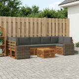 vidaXL Set de canapele de exterior cu pernă 8 pcs Natural și Antracit 3384158