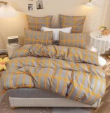 Cumpara ieftin Lenjerie Pat Bamboo Fx013, Bumbac, 4 Piese, Fara Elastic, Galben, Gri