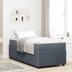 vidaXL Cadru de pat cu saltea Altele Gri &icirc;nchis 100 x 200 cm Catifea