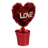 Ghiveci Decorativ Inima Rosie cu Mesaj Love, 22 cm, CMCLASS