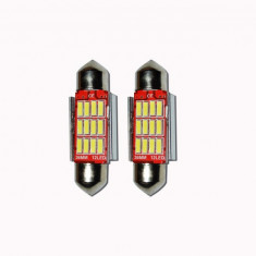 Set 2 x Bec LED 36mm SOFIT, 12LED, 12V, ALB, 4012