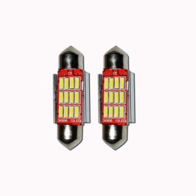 Set 2 x Bec LED 41mm SOFIT, 12LED, 12V, ALB, 4012 foto