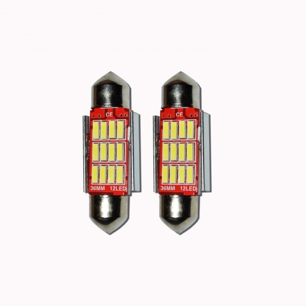 Set 2 x Bec LED 41mm SOFIT, 12LED, 12V, ALB, 4012