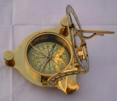 Busola cu compas si cadran solar nautic din alamă foto