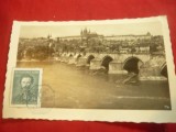 Ilustrata TCV Praga ,cu stampila albastra Pod Charles si Hradcany 1938