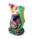 Cumpara ieftin Statueta decorativa, Pitic calare pe melc, Multicolor, 47 cm, DVSK1116