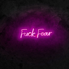 Decoratiune luminoasa LED, Fuck Fear, Benzi flexibile de neon, DC 12 V, Roz