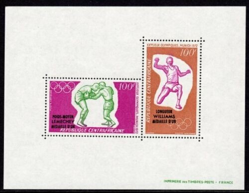 Centrafricaine Republic 1972 - Jocurile Olimpice, supratipar medaliați, sport, bloc neuzat