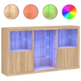 Cumpara ieftin Servanta cu lumini LED, stejar sonoma, 181,5x37x100 cm