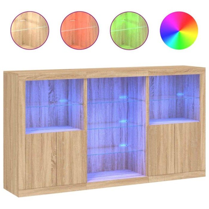Servanta cu lumini LED, stejar sonoma, 181,5x37x100 cm