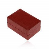 Cutiuță de cadou pentru inel sau cercei, culoare roșu-&icirc;nchis, suprafață canelată