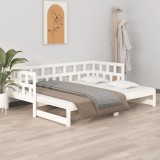 VidaXL Pat extensibil de zi, alb, 2x(90x200) cm, lemn masiv de pin