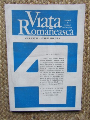 Viata Romaneasca Nr.: 4 ANUL LXXXV /1990 foto