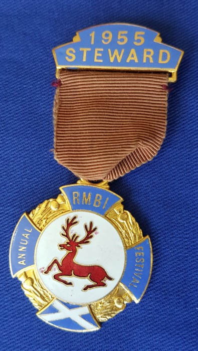 Medalie masonica veche- RMBI annual festival - Steward 1955- RARA !