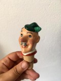 * Dop pluta cu cap de om barbat cu palarie si mustata, de ceramica, 9cm, vintage