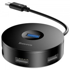 Hub USB-C Baseus AirJoy, 1 x USB-A 3.0 - 3 x USB-A, Negru CAHUB-G01