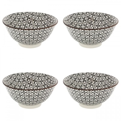 Set boluri, 4 piese, 690 ml, Portelan, Negru foto