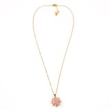 Colier auriu cu pandantiv floare roz