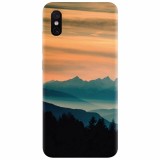 Husa silicon pentru Xiaomi Mi 8 Pro, Blue Mountains Orange Clouds Sunset Landscape